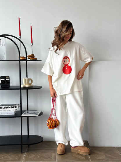 Cotton Cartoon T-Shirt - Womens Casual O-Neck Short Sleeve Top - ZOOMNSTORE