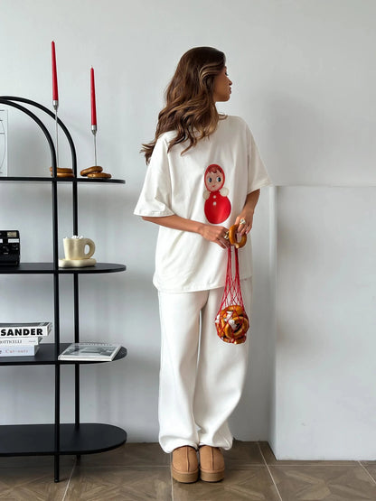 Cotton Cartoon T-Shirt - Womens Casual O-Neck Short Sleeve Top - ZOOMNSTORE