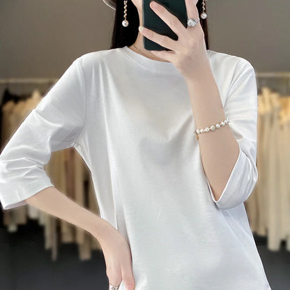 Cropped Mercerized Cotton T-Shirt - 100 Cotton Short Sleeve for Spring  Summer 2023 - ZOOMNSTORE