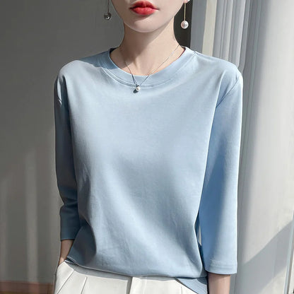 Cropped Mercerized Cotton T-Shirt - 100 Cotton Short Sleeve for Spring  Summer 2023 - ZOOMNSTORE
