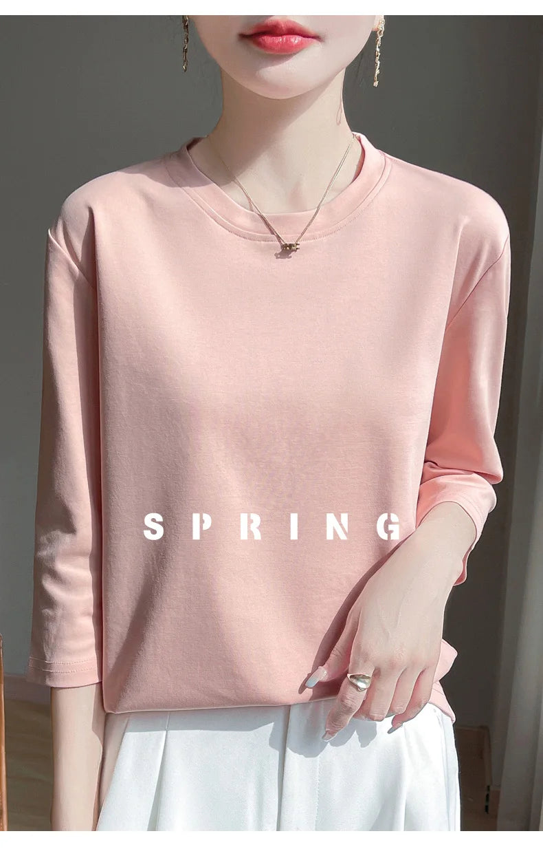 Cropped Mercerized Cotton T-Shirt - 100 Cotton Short Sleeve for Spring  Summer 2023 - ZOOMNSTORE