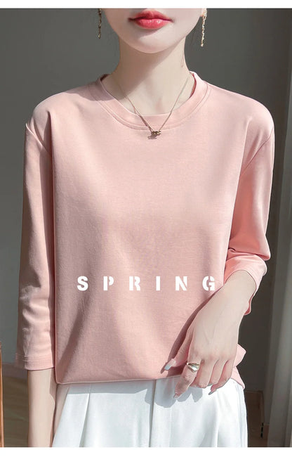 Cropped Mercerized Cotton T-Shirt - 100 Cotton Short Sleeve for Spring  Summer 2023 - ZOOMNSTORE
