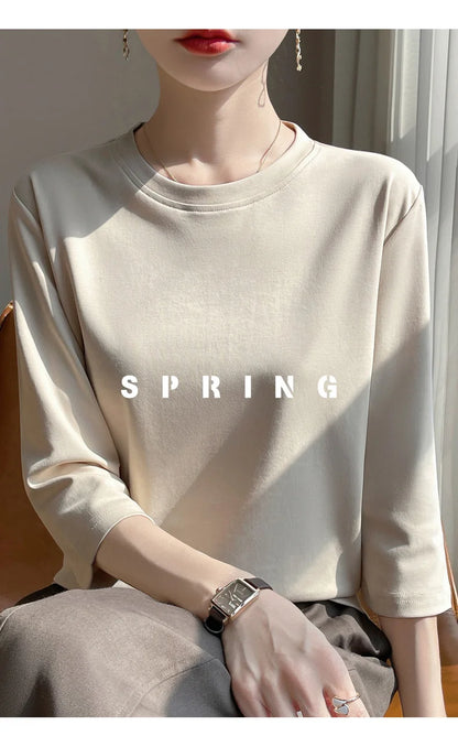 Cropped Mercerized Cotton T-Shirt - 100 Cotton Short Sleeve for Spring  Summer 2023 - ZOOMNSTORE