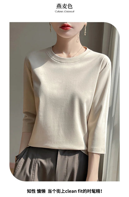 Cropped Mercerized Cotton T-Shirt - 100 Cotton Short Sleeve for Spring  Summer 2023 - ZOOMNSTORE