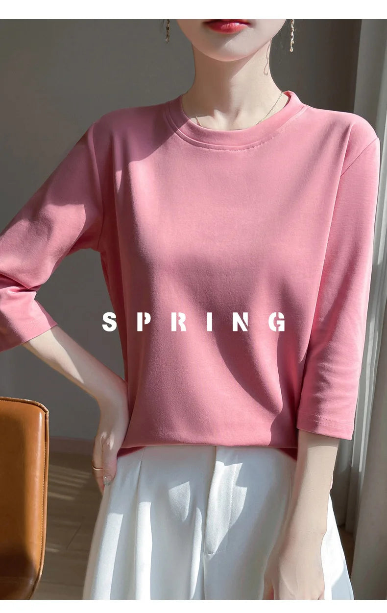 Cropped Mercerized Cotton T-Shirt - 100 Cotton Short Sleeve for Spring  Summer 2023 - ZOOMNSTORE