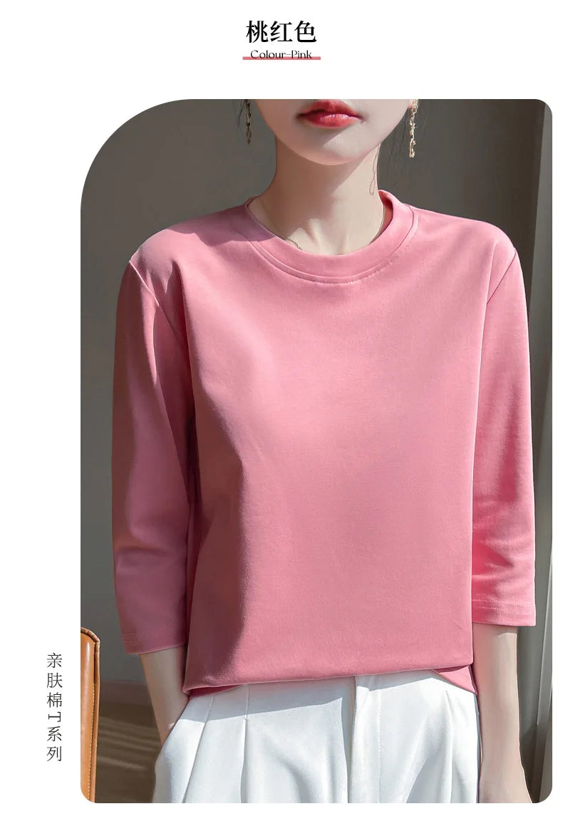 Cropped Mercerized Cotton T-Shirt - 100 Cotton Short Sleeve for Spring  Summer 2023 - ZOOMNSTORE