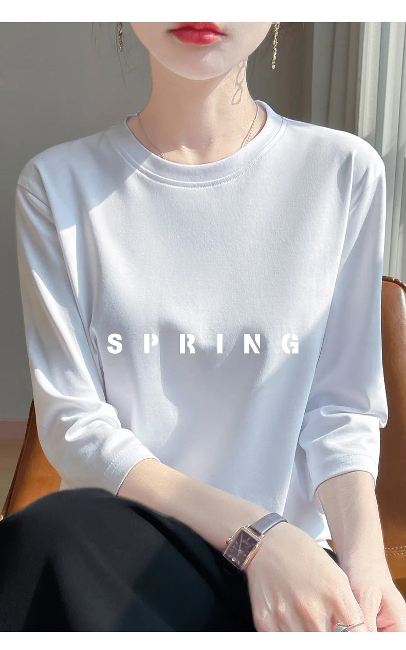 Cropped Mercerized Cotton T-Shirt - 100 Cotton Short Sleeve for Spring  Summer 2023 - ZOOMNSTORE