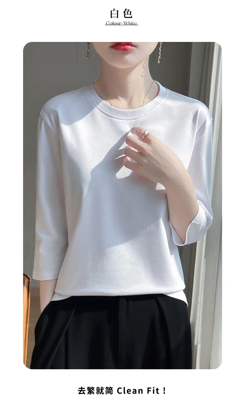 Cropped Mercerized Cotton T-Shirt - 100 Cotton Short Sleeve for Spring  Summer 2023 - ZOOMNSTORE