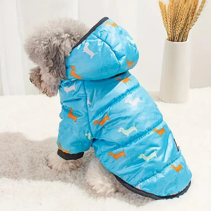 Cotton Down Dog Jacket - Thicken Hoodie With Leash Ring For Small & Medium Dogs - ZOOMNSTORE