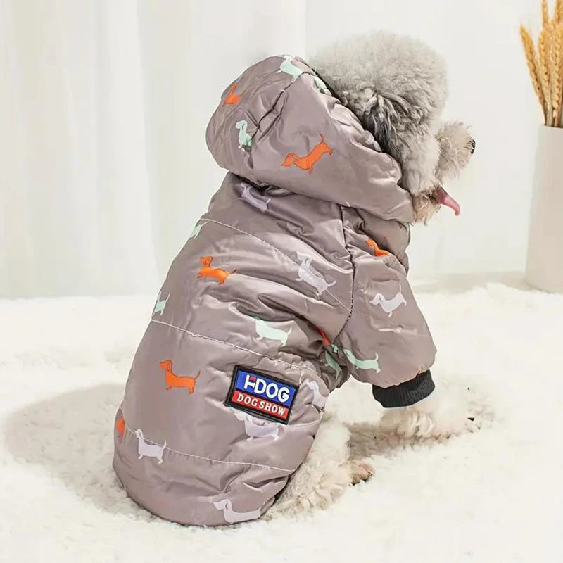 Cotton Down Dog Jacket - Thicken Hoodie With Leash Ring For Small & Medium Dogs - ZOOMNSTORE