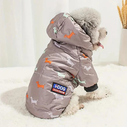 Cotton Down Dog Jacket - Thicken Hoodie With Leash Ring For Small & Medium Dogs - ZOOMNSTORE