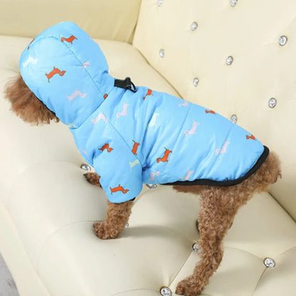 Cotton Down Dog Jacket - Thicken Hoodie With Leash Ring For Small & Medium Dogs - ZOOMNSTORE