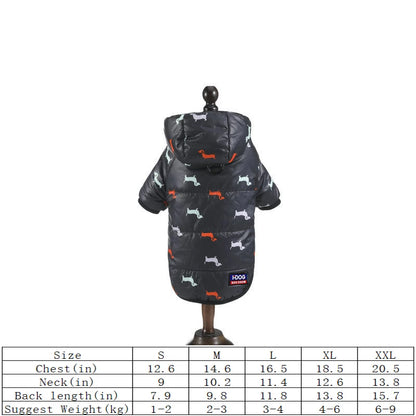 Cotton Down Dog Jacket - Thicken Hoodie With Leash Ring For Small & Medium Dogs - ZOOMNSTORE