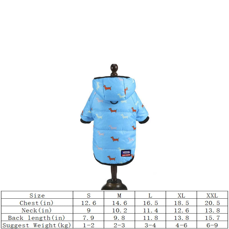 Cotton Down Dog Jacket - Thicken Hoodie With Leash Ring For Small & Medium Dogs - ZOOMNSTORE