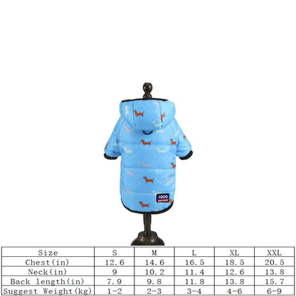 Cotton Down Dog Jacket - Thicken Hoodie With Leash Ring For Small & Medium Dogs - ZOOMNSTORE