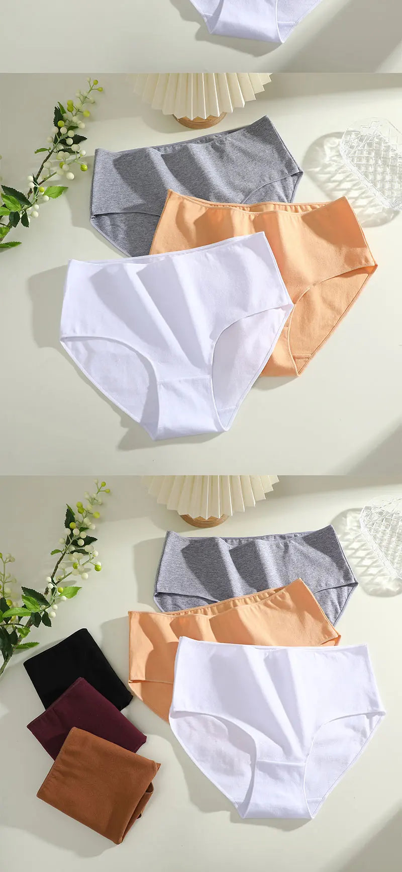 Cotton High Waist Panties - Women’s Seamless Breathable Briefs Set S-2XL - ZOOMNSTORE