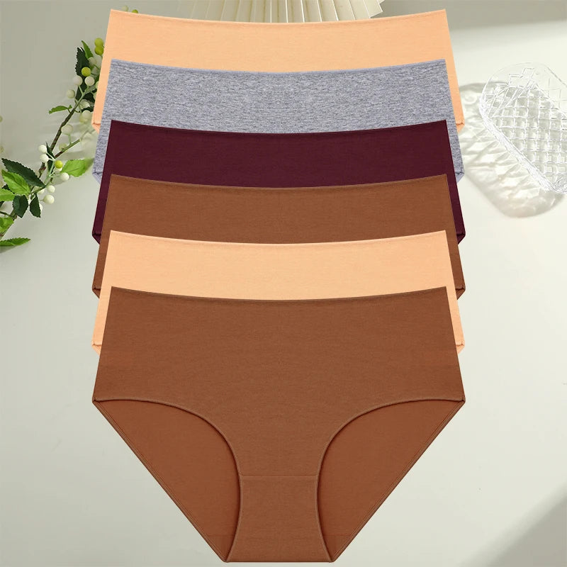Cotton High Waist Panties - Women’s Seamless Breathable Briefs Set S-2XL - ZOOMNSTORE