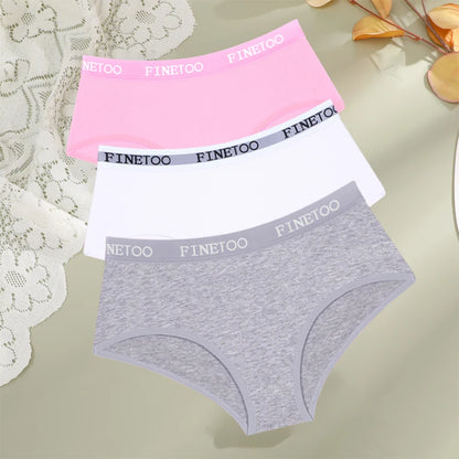 Cotton Letter Belt Womens Briefs - Sexy Low Waist Comfortable Panties 3 Pcs - ZOOMNSTORE