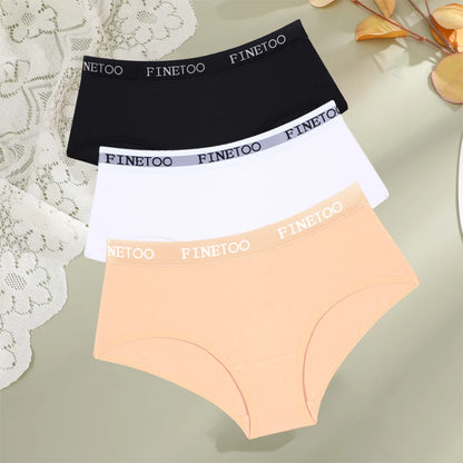 Cotton Letter Belt Womens Briefs - Sexy Low Waist Comfortable Panties 3 Pcs - ZOOMNSTORE