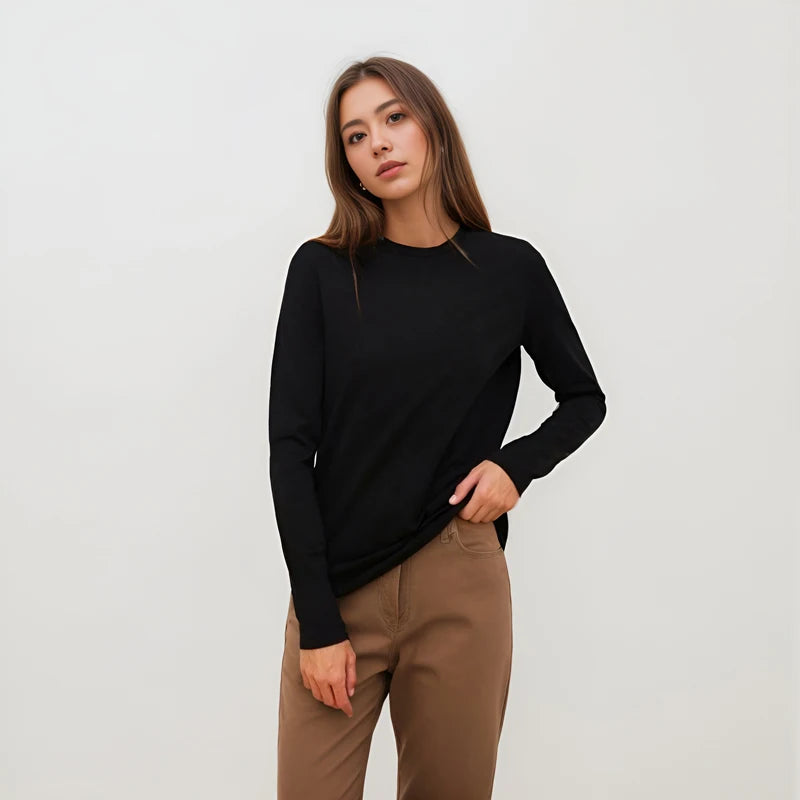 Cotton Long Sleeve Tops – Women's Casual Tees | Soft Breathable Fabric, O-Neck Style Shirt - ZOOMNSTORE