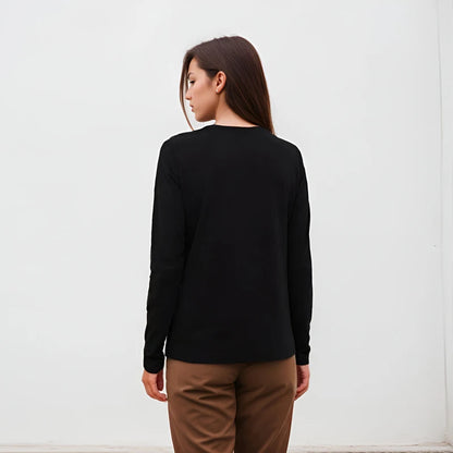 Cotton Long Sleeve Tops – Women's Casual Tees | Soft Breathable Fabric, O-Neck Style Shirt - ZOOMNSTORE