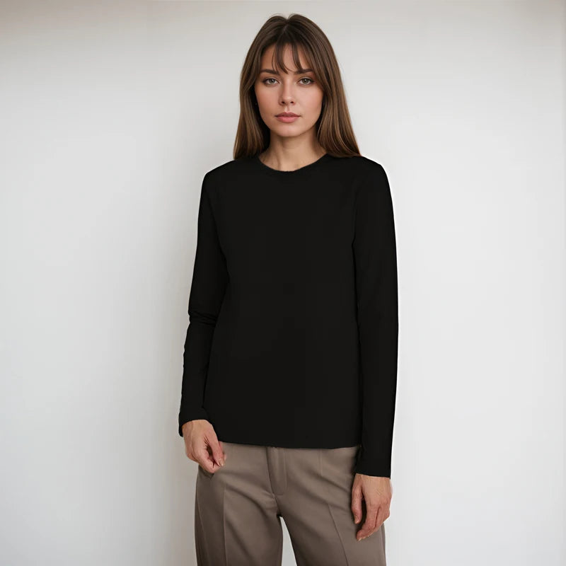 Cotton Long Sleeve Tops – Women's Casual Tees | Soft Breathable Fabric, O-Neck Style Shirt - ZOOMNSTORE