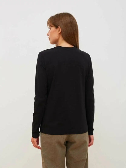Cotton Loose T Shirt - Women's Casual Tops | Oversized Long Sleeve Basic Solid Shirt - ZOOMNSTORE