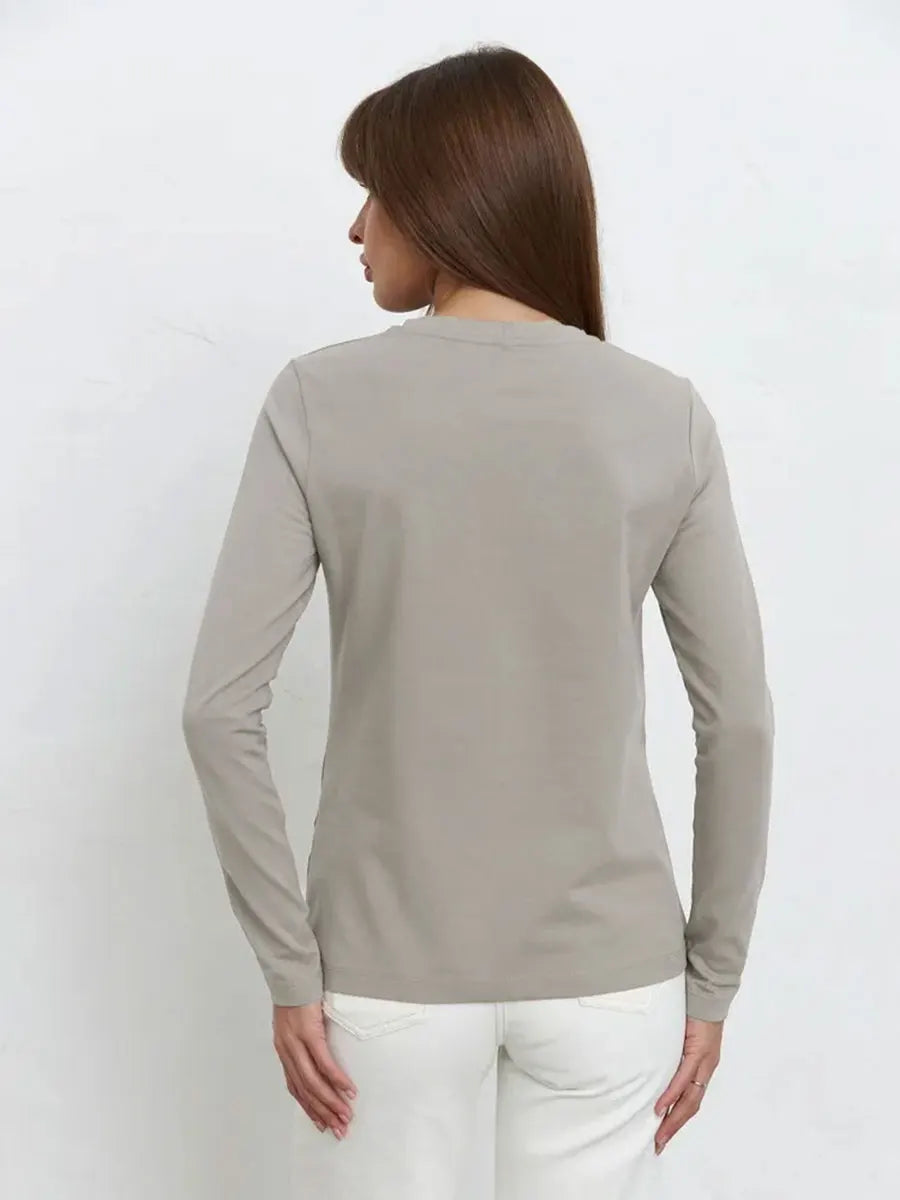 Cotton Loose T Shirt - Women's Casual Tops | Oversized Long Sleeve Basic Solid Shirt - ZOOMNSTORE
