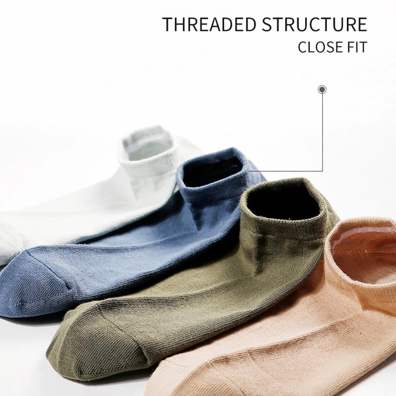 Cotton Men Socks - 5 Pairs Breathable Low Cut Ankle Socks Set for Summer Comfort - ZOOMNSTORE
