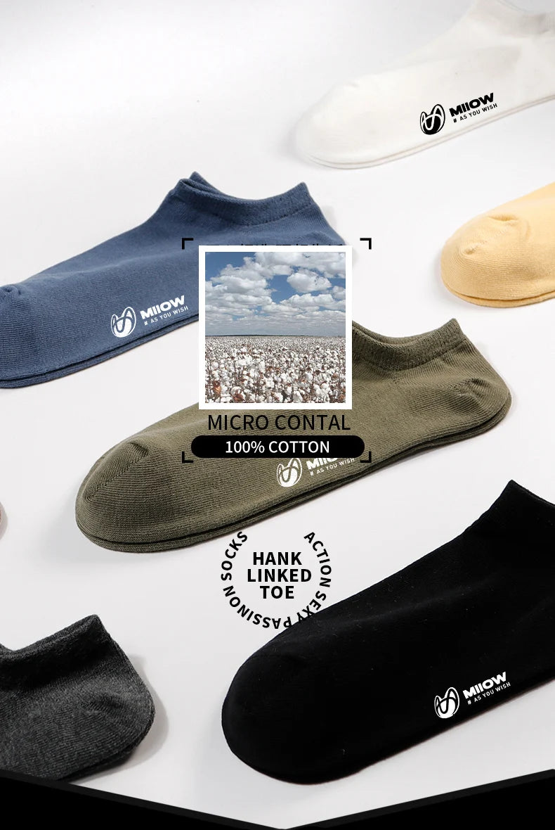 Cotton Men Socks - 5 Pairs Breathable Low Cut Ankle Socks Set for Summer Comfort - ZOOMNSTORE