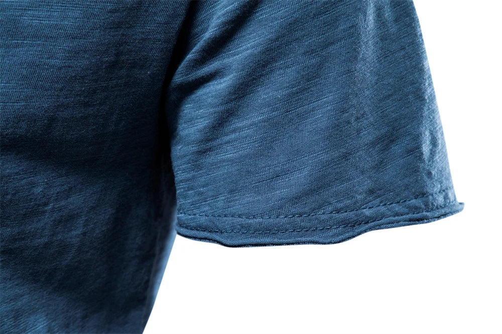 Cotton Men T-Shirt - V-Neck Slim Fit Tee | Breathable Lightweight Summer Top - ZOOMNSTORE