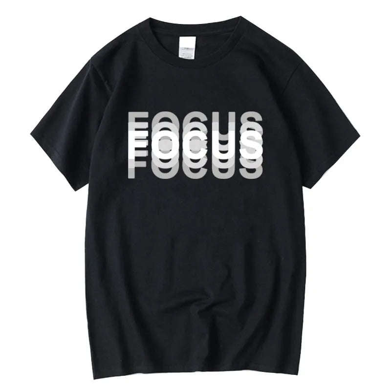 Mens Oversized Cotton T-Shirt - Casual Funny Focus Print Top - ZOOMNSTORE
