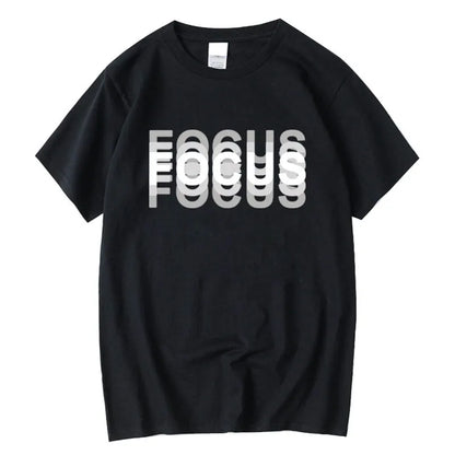 Mens Oversized Cotton T-Shirt - Casual Funny Focus Print Top - ZOOMNSTORE