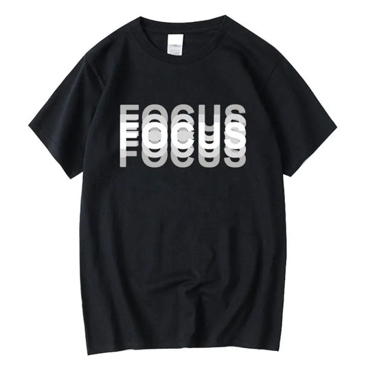 Mens Oversized Cotton T-Shirt - Casual Funny Focus Print Top - ZOOMNSTORE
