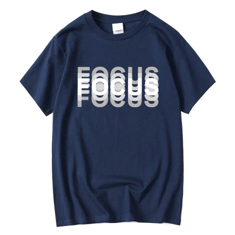 Mens Oversized Cotton T-Shirt - Casual Funny Focus Print Top - ZOOMNSTORE