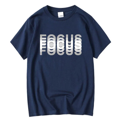 Mens Oversized Cotton T-Shirt - Casual Funny Focus Print Top - ZOOMNSTORE