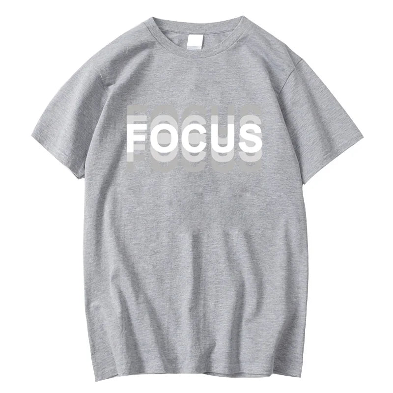 Mens Oversized Cotton T-Shirt - Casual Funny Focus Print Top - ZOOMNSTORE