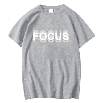Mens Oversized Cotton T-Shirt - Casual Funny Focus Print Top - ZOOMNSTORE