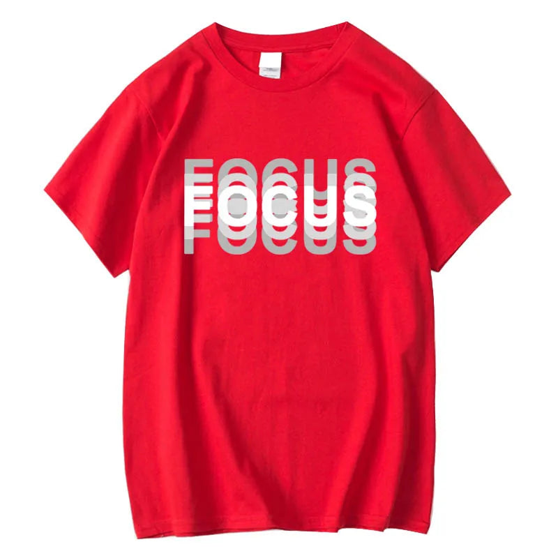 Mens Oversized Cotton T-Shirt - Casual Funny Focus Print Top - ZOOMNSTORE