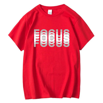 Mens Oversized Cotton T-Shirt - Casual Funny Focus Print Top - ZOOMNSTORE