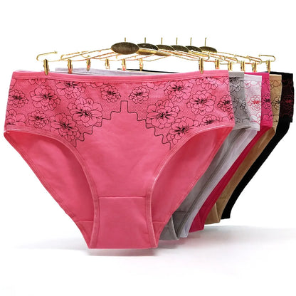 Cotton Mid Rise Womens Briefs - Soft Sexy Plus Size Panties 3 Pcs - ZOOMNSTORE