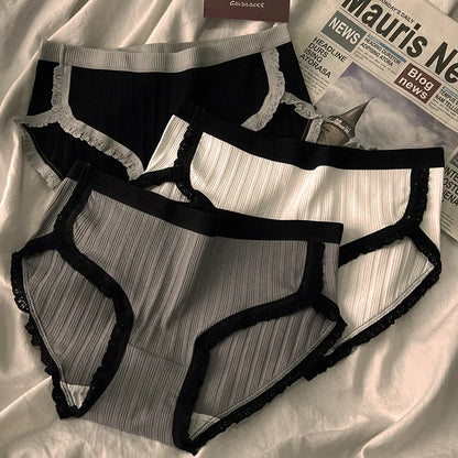 Cotton Mid-Waist Panties Set - Breathable Womens Underwear Briefs - ZOOMNSTORE