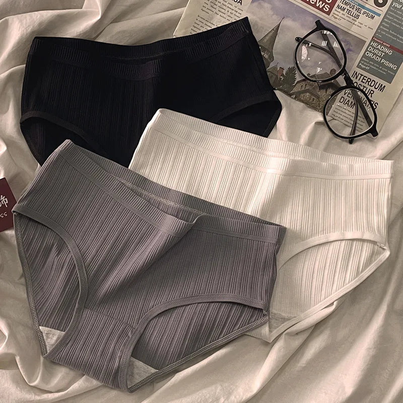 Cotton Mid-Waist Panties Set - Breathable Womens Underwear Briefs - ZOOMNSTORE