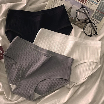 Cotton Mid-Waist Panties Set - Breathable Womens Underwear Briefs - ZOOMNSTORE