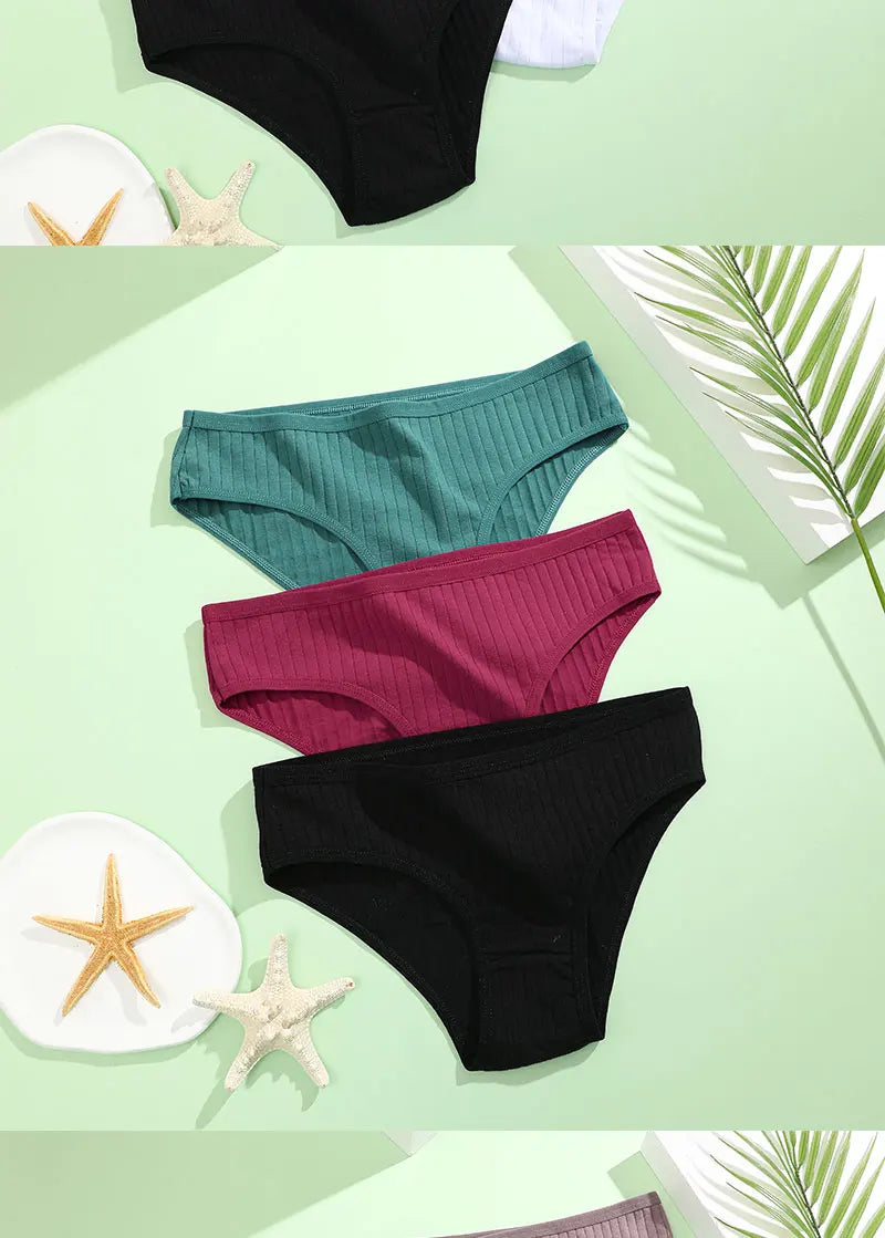 Cotton Panties Women - 3PCS Set Low Rise Briefs | Comfortable Breathable Underwear - ZOOMNSTORE