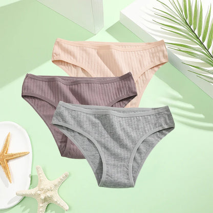 Cotton Panties Women - 3PCS Set Low Rise Briefs | Comfortable Breathable Underwear - ZOOMNSTORE