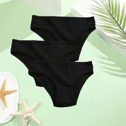 Cotton Panties Women - 3PCS Set Low Rise Briefs | Comfortable Breathable Underwear - ZOOMNSTORE