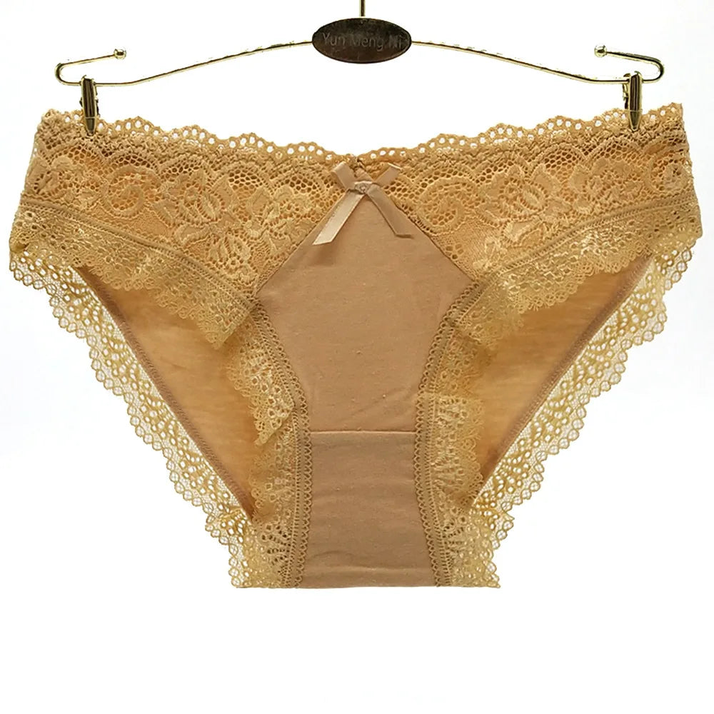 Cotton Panties Women - Low Waist Lace Briefs 12 Pcs Set | Comfortable Cotton Spandex Blend - ZOOMNSTORE