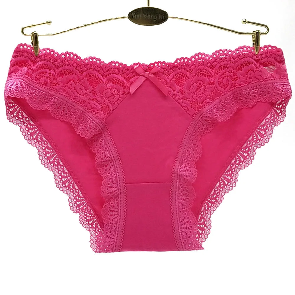 Cotton Panties Women - Low Waist Lace Briefs 12 Pcs Set | Comfortable Cotton Spandex Blend - ZOOMNSTORE