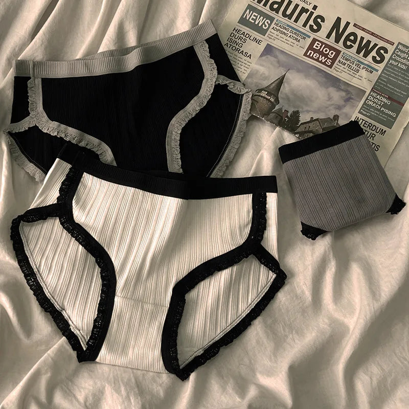 Cotton Mid-Waist Panties Set - Breathable Womens Underwear Briefs - ZOOMNSTORE